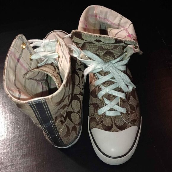 coach hightop canvas sneakers size 8 1/2 - Picture 2 of 6